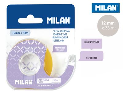 Opakowanie Taśma Milan samoprzylepna 12 mm x 33 m z dyspenserem na blistrze