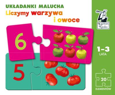 Okładka książki Układanki malucha Liczymy warzywa i owoce Kapitan Nauka
