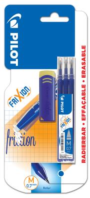 Opakowanie Wkład Pilot Frixion Clicker niebieski 3 sztuki + gumka blister
