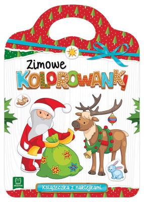 Okładka książki Zimowe kolorowanki. Książeczka z naklejkami.