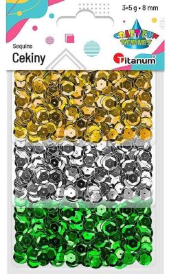 Opakowanie Cekiny 8mm zestaw metaliczny 3 kolory