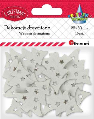 Opakowanie Drewniana choinka ażurowa 15szt