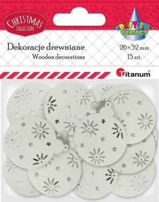 Opakowanie Drewniane bombki ażurowe 15szt