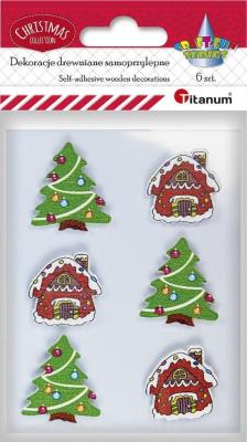 Opakowanie Drewniane dekoracje samoprzylepne 6szt