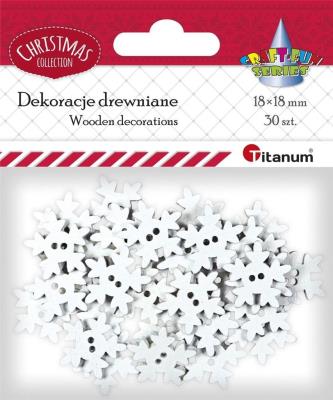 Opakowanie Drewniane guziki płatki śniegu 30szt