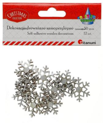 Opakowanie Drewniane płatki śniegu samoprzylepne 12 szt
