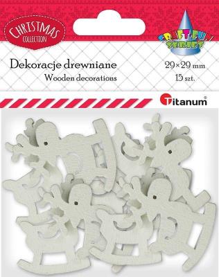 Opakowanie Drewniane renifery na biegunach ażurowe 15szt