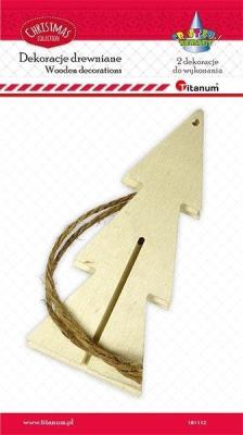 Opakowanie Drewniane zawieszki 3D choinki 2szt