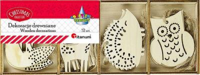 Opakowanie Drewniane zawieszki zwierzęta 12szt