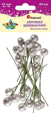 Opakowanie Drucik z kulką srebrna brokat 24szt