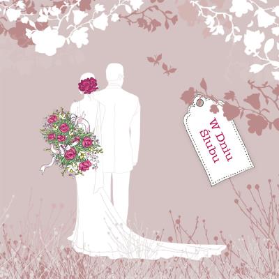 Opakowanie Karnet Swarovski kwadrat CL3408 W Dniu Ślubu Para