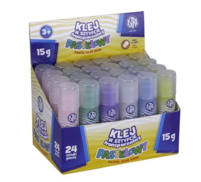 Opakowanie Klej w sztyfcie 15g transparenty pastelowy (24szt)