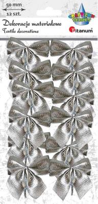 Opakowanie Kokarda materiałowa 50mm 12szt srebrna