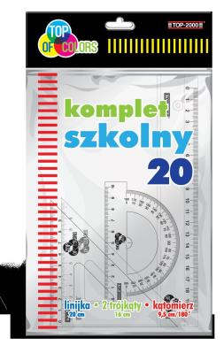 Opakowanie Komplet szkolny 20 linijka 20 cm + 2 ekierki + kątomierz