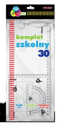 Opakowanie Komplet szkolny 30 linijka 30 cm +2 ekierki + kątomierz