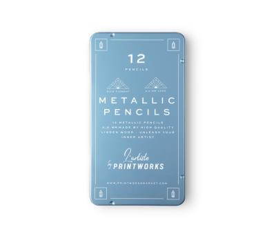 Kredki Printworks metallic 12 kolorów. Wydawca: Printworks. SmakLiter.pl Opakowanie Kredki Printworks metallic 12 kolorów