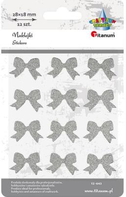 Opakowanie Naklejki kokardy brokatowe srebrne 12szt.TZ-642