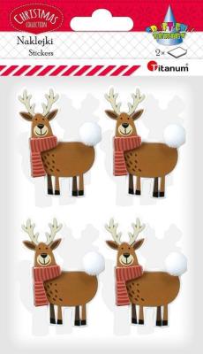 Opakowanie Naklejki papierowe 3D renifery 8szt