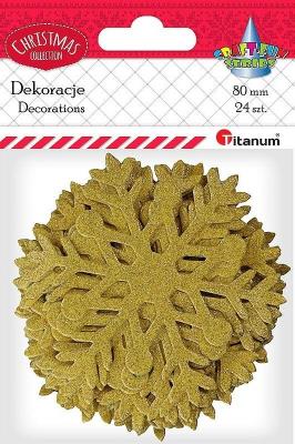 Opakowanie Naklejki papierowe płatki sniegu 24szt złote
