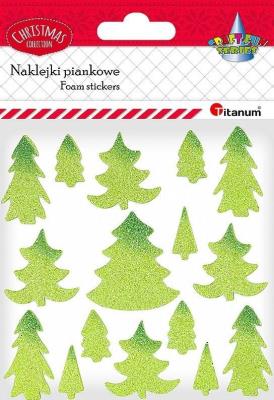 Opakowanie Naklejki piankowe brokatowe choinki mix 17szt.