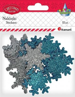 Opakowanie Naklejki piankowe brokatowe śnieżynki mix12szt.