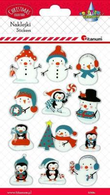 Opakowanie Naklejki wypukłe bałwanki, pingwiny 12szt.