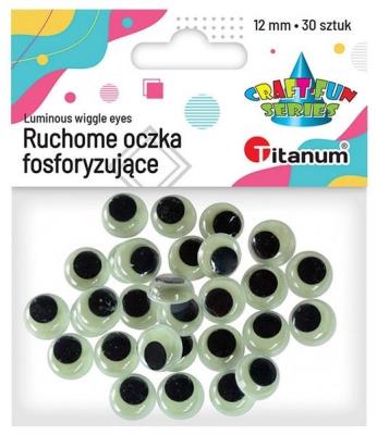 Opakowanie Oczy Fosforyzujące bez rzęs 12mm 30szt