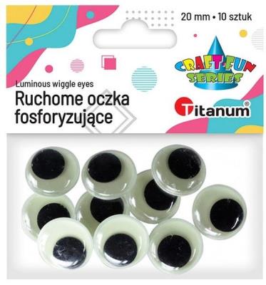 Opakowanie Oczy Fosforyzujące bez rzęs 20mm 10szt