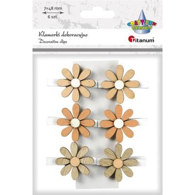 Opakowanie Ozdoba drewniana Klamerki kwiatki 6szt