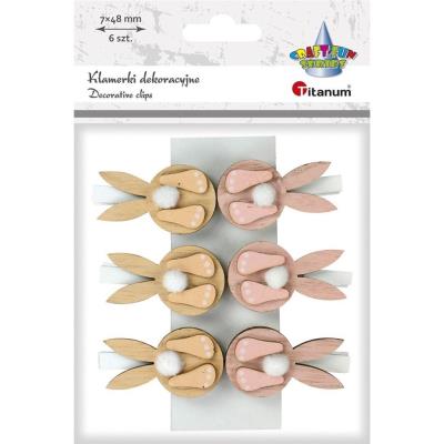 Opakowanie Ozdoba drewniana Klamerki zajączki 6szt
