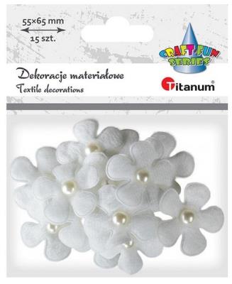 Opakowanie Ozdoba materiałowa Kwiaty 3D z perełką 15szt
