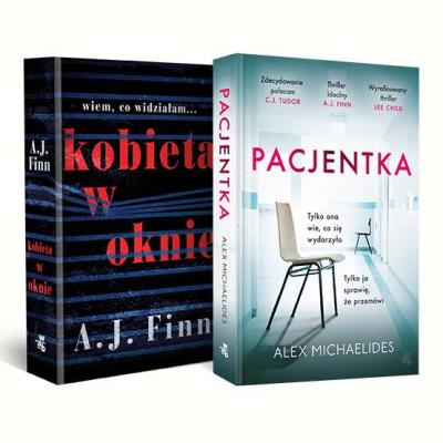 Pakiet Pacjentka / Kobieta w oknie. Autor: Alex Michaelides, A.J. Finn. SmakLiter.pl Okładka książki Pakiet Pacjentka / Kobieta w oknie