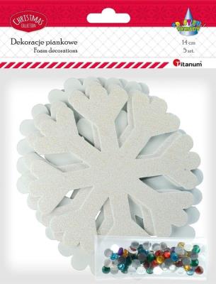 Opakowanie Piankowe śnieżynki białe 5szt. + kryształki