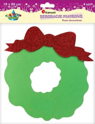 Opakowanie Piankowy wieniec z kokardą 19x20cm zielony 4szt.