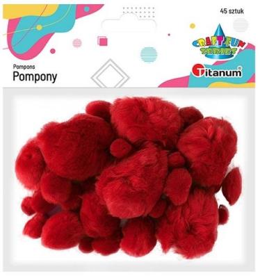 Opakowanie Pompony akrylowe czerwone 45szt.