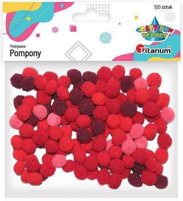Opakowanie Pompony poliestrowe 10mm czerwone 120szt.