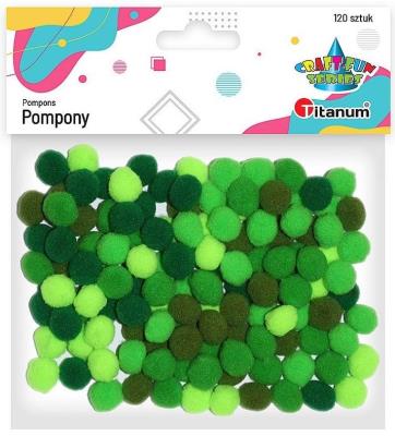 Opakowanie Pompony poliestrowe 10mm zielone 120szt.