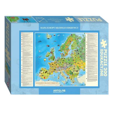 Puzzle 200 Europa Młodego Odkrywcy. Wydawca: Artglob. SmakLiter.pl Opakowanie Puzzle 200 Europa Młodego Odkrywcy