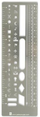 Opakowanie Zakładka metalowa z szablonem i linijką