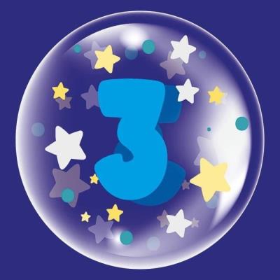 Opakowanie Balon 45cm dla chłopca cyfra 3 TUBAN