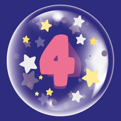 Opakowanie Balon 45cm dla dziewczynki cyfra 4 TUBAN