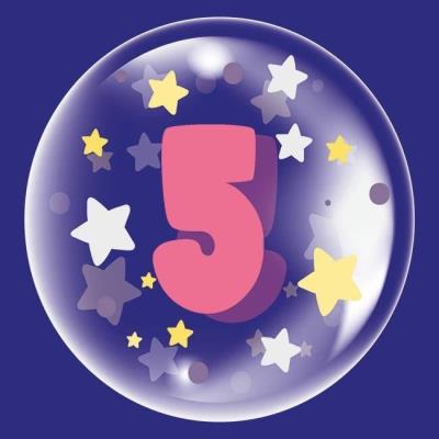Opakowanie Balon 45cm dla dziewczynki cyfra 5 TUBAN