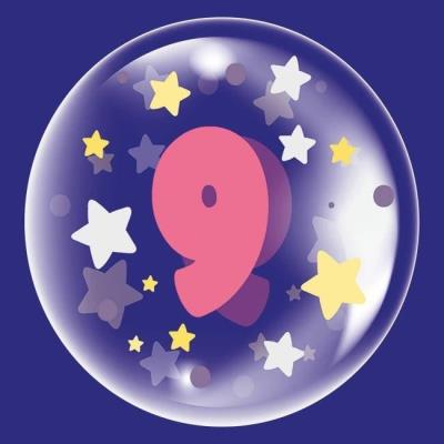 Opakowanie Balon 45cm dla dziewczynki cyfra 9 TUBAN