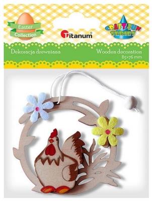 Opakowanie Drewniana zawieszka kura 85x76mm