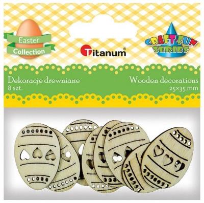 Opakowanie Drewniane dekoracje pisanki 25x35mm ażurowe 8szt