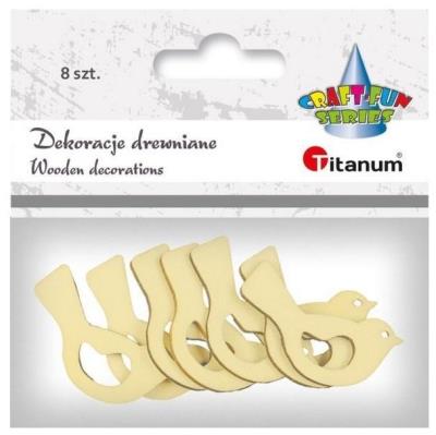 Opakowanie Drewniane dekoracje ptaszki 36x18mm ażurowe 8szt