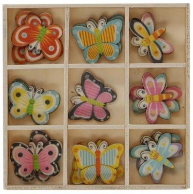 Opakowanie Drewniane dekoracje w pudełku mix wzorów 27szt