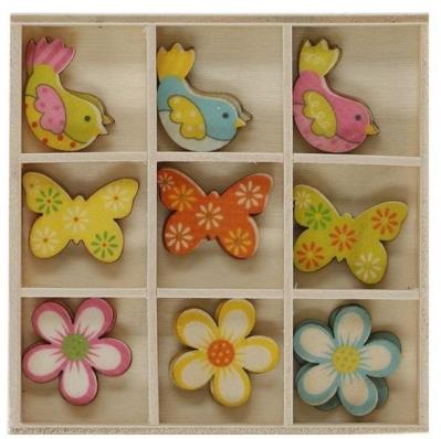 Opakowanie Drewniane dekoracje w pudełku mix wzorów 27szt