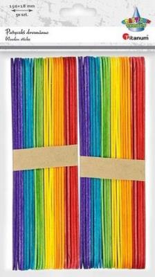 Opakowanie Drewniane patyczki proste 18x150mm mix kolor 50szt