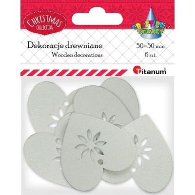 Opakowanie Drewniane serca ażurowe 50x50mm białe 6szt